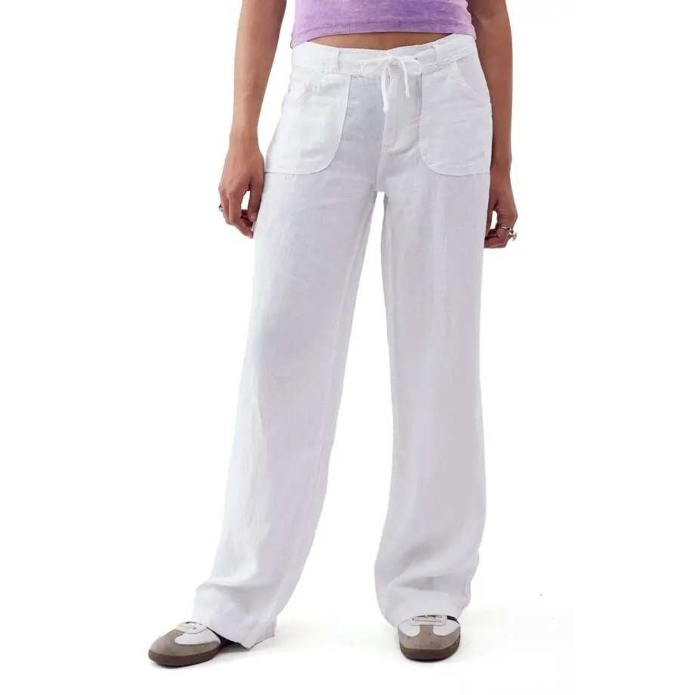 Urban Outfitters Wide Leg linen Pants Coastal Boho Minimalist White Large